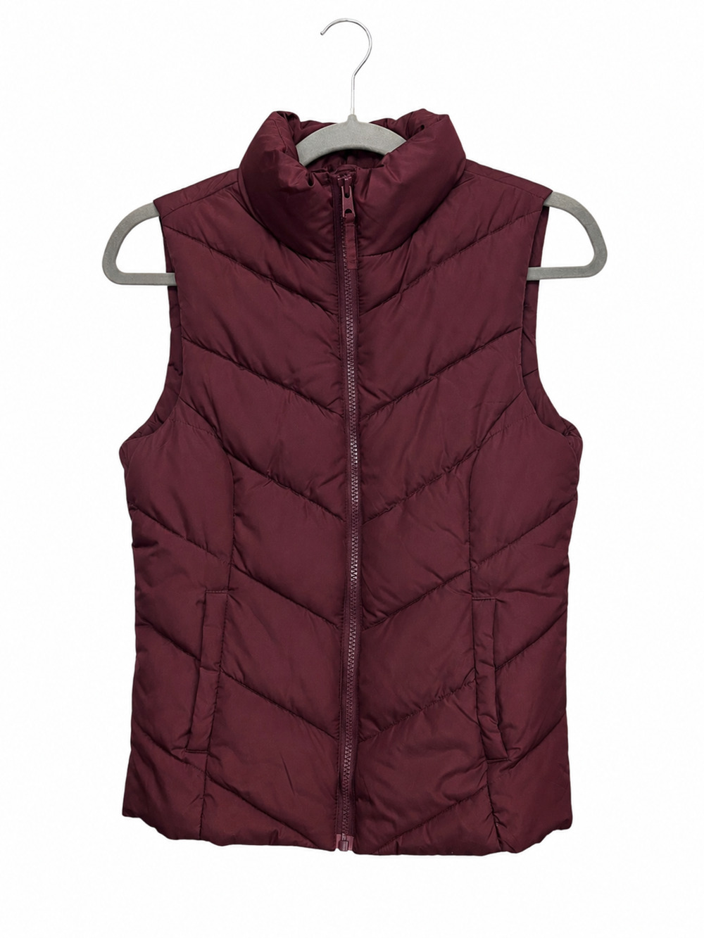 Cole Haan Women’s XXS Burgundy Quilted Puffer Vest Full Zip